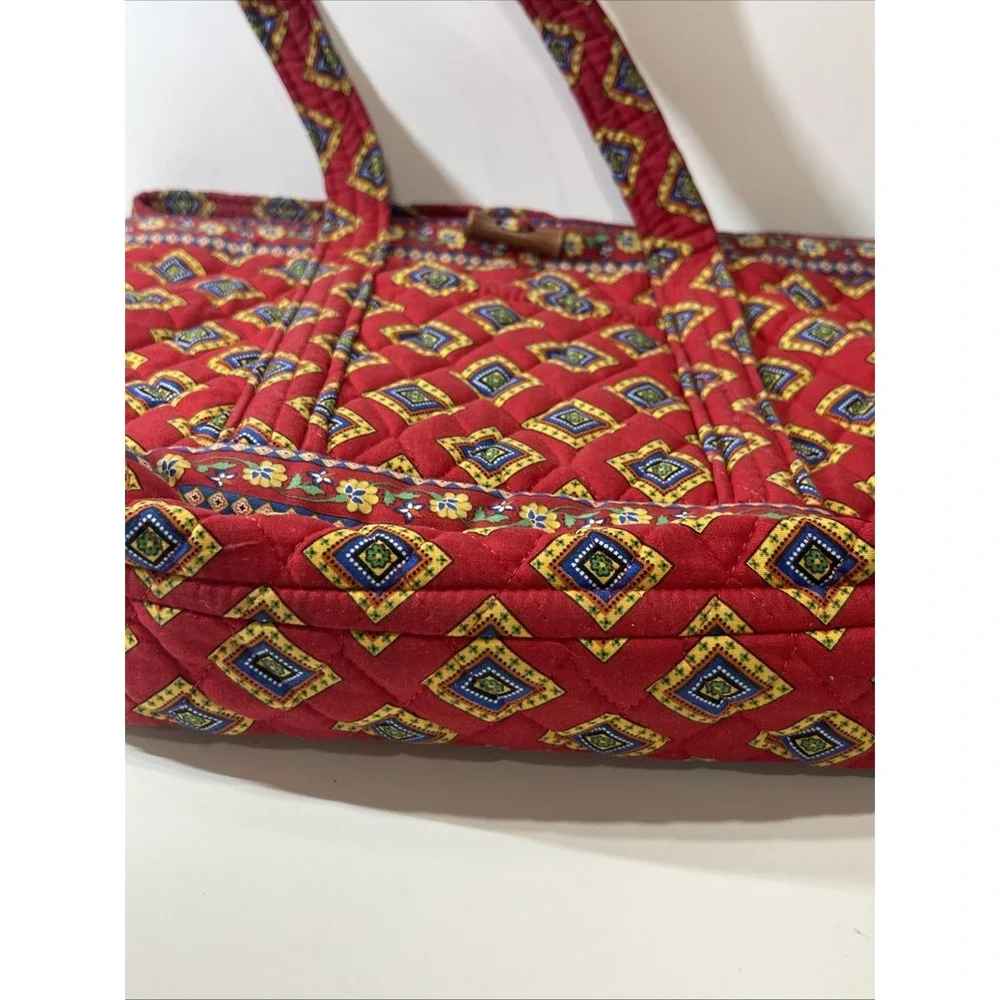 Retired Vera Bradley Betsy Villa Red Shoulder Bag Tote Purse USA Red Cotton